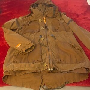 Superdry Olive Green Jacket with Orange Logo